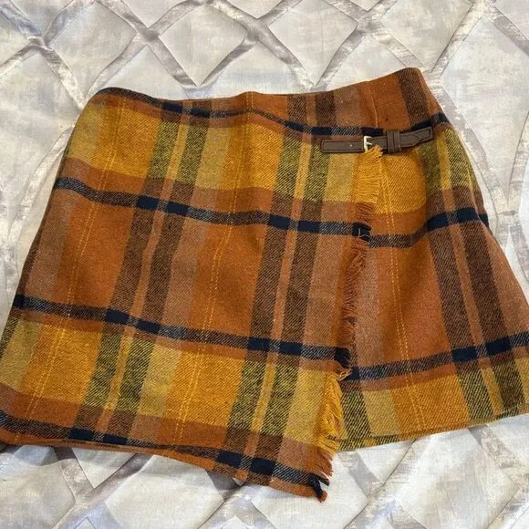 Vici Plaid Brown and Yellow Women's Skirt - Picture 1 of 8